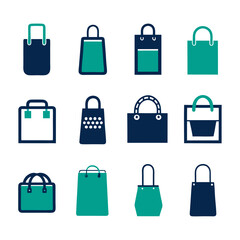 Collection of Simple Shopping Bag Icons in Vector Format