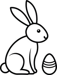 Minimalist outline illustration of a sitting Easter bunny