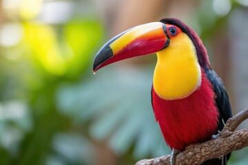 Fototapeta premium Colorful toucan perched on a branch