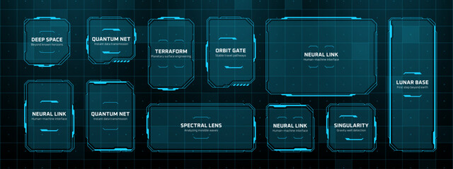 Modern hud vector graphics for digital interface. Futuristic screen elements for UI and UX design. © marruu
