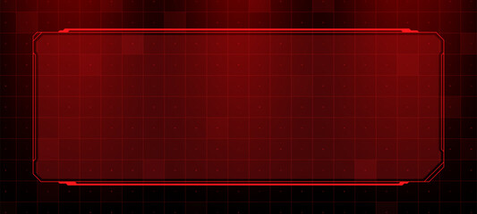 Red hud element on grid background. Futuristic digital interface panel. Graphic information display. Abstract modern technology concept. © marruu