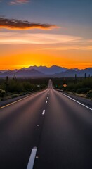 Scenic Highway Sunset View.