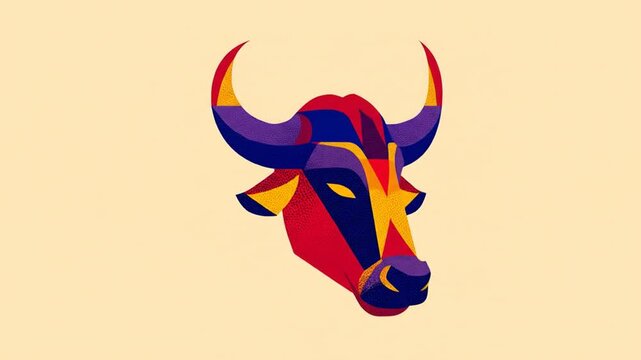 Geometric buffalo head illustration