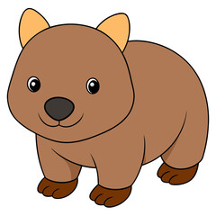 Cute cartoon wombat illustration on white background stock image