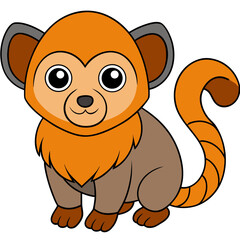 Obraz premium Cartoon style cute brown lemur sitting and staring forward