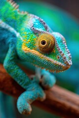 Vibrant close-up of a chameleon