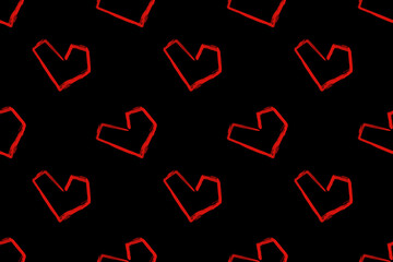 Seamless pattern of hand-drawn hearts for Valentine’s Day decor and fabric designs