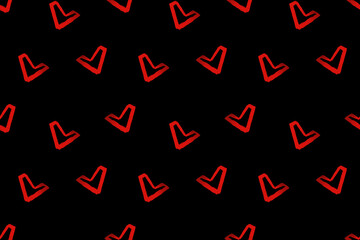 Red heart check marks create a seamless pattern for Valentine's Day fabric design