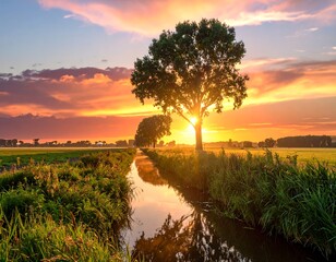 Sunrise over a tranquil canal (2)