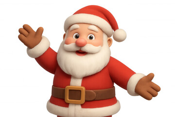 Obraz premium Santa claus cartoon character waving hello, greeting christmas season, celebrating winter holiday traditions