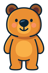 Adorable Smiling Orange Cartoon Teddy Bear Character Illustration, a Cute and Friendly Digital Art Graphic for Kids, Babies, and Nursery Decor, Perfect for Playful Designs, Sweet Childhood Themes, and