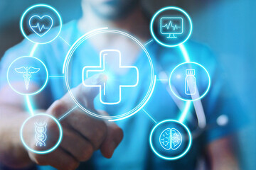 Doctor touching global medical interface technology analysis