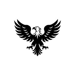 Fototapeta premium Stylized black eagle with wide open wings on a white background