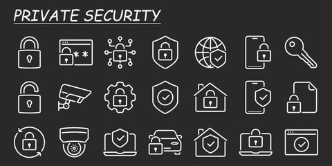 Safety, security, protection thin line icons. For website marketing design, logo, app, template, ui, etc. Vector illustration.