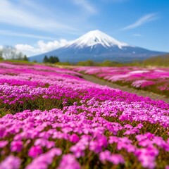 Beautiful Pink Flowers and Mountain View.