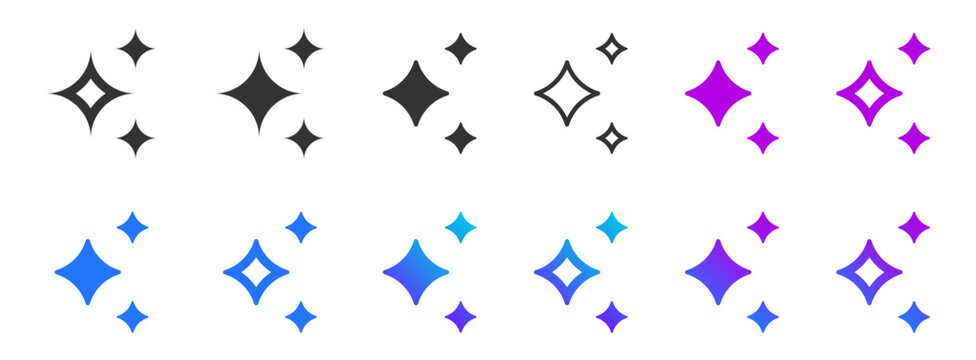 Generative AI logo icon magic sparkle stars symbol , Artificial intelligence sign. Vector ai generated icon blue logo, gradient sparkles