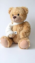 Obraz premium Teddy bear wearing a cast on its arm