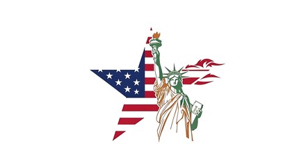 American Statue of Liberty Star Flag Design.