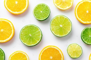Obraz premium Background of sliced lime and lemon