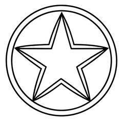 Obraz premium Minimalist a simple black and white drawing of a five pointed star inside a double lined circle emblem design element vector