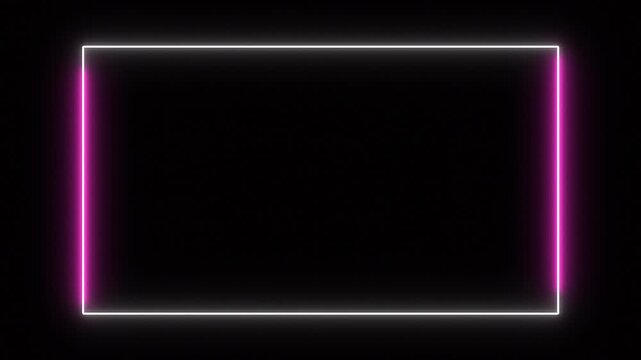 seamless loop of neon white and magenta rectangular border for modern video intros, live stream overlays & futuristic backdrops