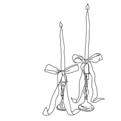 black and white line art illustration of candles