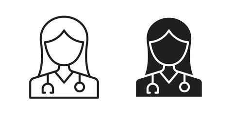 Nurse icon for web designs. outline and clipart icons set
