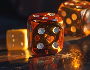 Amber dice close-up