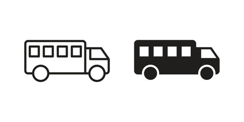Van icon for web designs. outline and clipart icons set