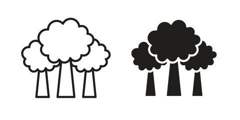 Trees icon for web designs. outline and clipart icons set
