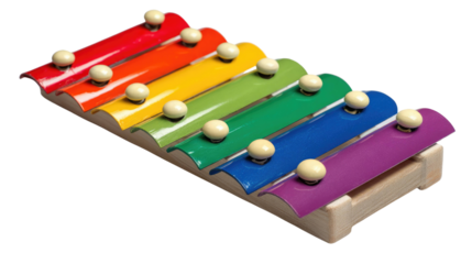 Colorful Wooden Xylophone – Rainbow Musical Toy Isolated on Transparent Background for Education and Music Design