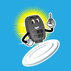 A Mascot Illustration of a Car Key Running Bring A Key