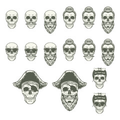 Skull Set pirate skull beard sunglasses