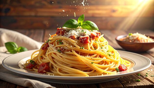 Pasta dish with grated cheese