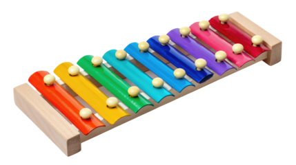 Colorful Wooden Xylophone – Rainbow Musical Toy Isolated on Transparent Background for Education and Music Design
