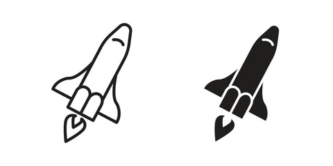 Space shuttle icon for web designs. outline and clipart icons set