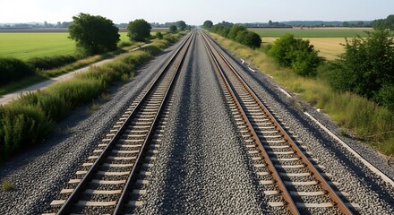 Obraz premium Train Tracks Through Countryside.