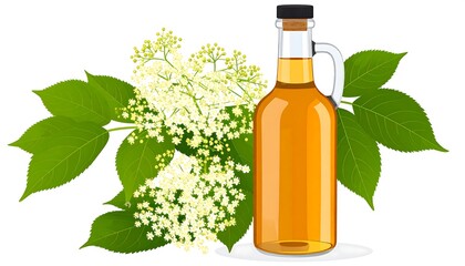 Elderflower cordial in glass bottle