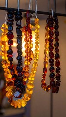 Amber necklaces on display