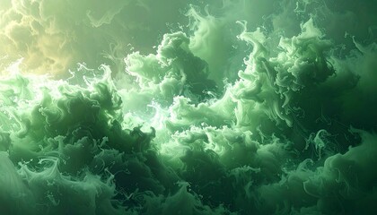 Obraz premium Abstract swirling clouds of bright lime green and pale green