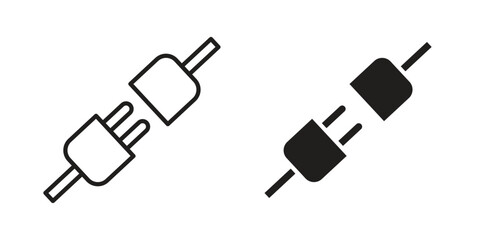 Plug connection icon for web designs. outline and clipart icons set