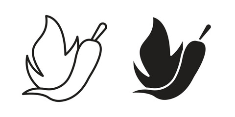 Pepper hot icon for web designs. outline and clipart icons set