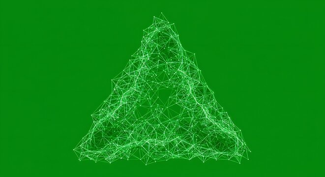 Abstract green digital christmas tree against green background