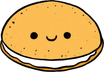 Cute Smiling Cookie Sandwich with Creamy Filling Delightful Dessert.