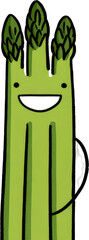 Happy Asparagus Cartoon Illustration with Smiling Face and Arms.