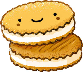 Cute Stacked Cookies with Smiling Faces Delightful Dessert Treat.