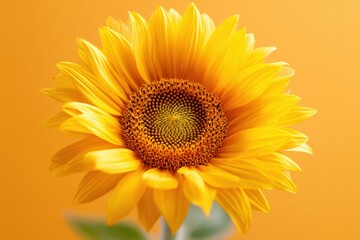 Fototapeta premium Beautiful sunflower on yellow background