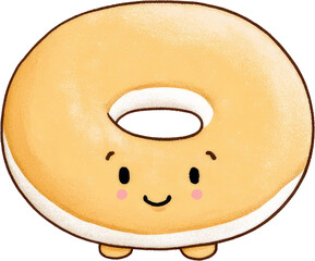 Cute Donut Character Smiling and Ready to Eat, Delicious Dessert.