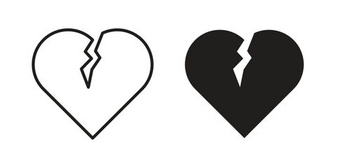 Heart Crack icon for web designs. outline and clipart icons set