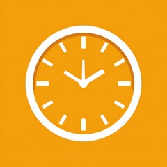 Simple and modern clock face against a vibrant orange background showing time clearly